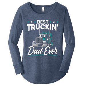 Best Trucking Dad Ever For A Trucker Dad Fathers Day Women's Perfect Tri Tunic Long Sleeve Shirt