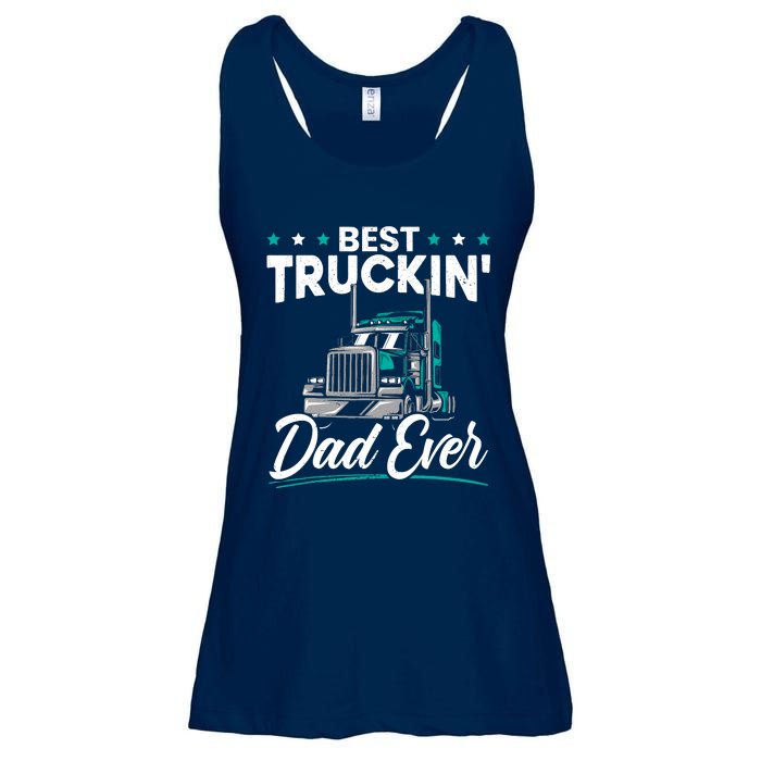 Best Trucking Dad Ever For A Trucker Dad Fathers Day Ladies Essential Flowy Tank