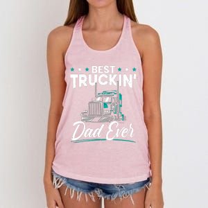 Best Trucking Dad Ever For A Trucker Dad Fathers Day Women's Knotted Racerback Tank