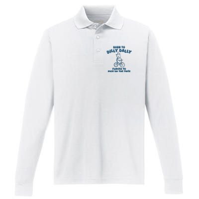 Born To Dilly Dally Performance Long Sleeve Polo