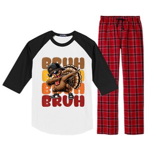 Bruh Turkey Dabbing Thanksgiving Raglan Sleeve Pajama Set