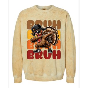 Bruh Turkey Dabbing Thanksgiving Colorblast Crewneck Sweatshirt