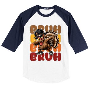 Bruh Turkey Dabbing Thanksgiving Baseball Sleeve Shirt