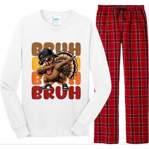 Bruh Turkey Dabbing Thanksgiving Long Sleeve Pajama Set