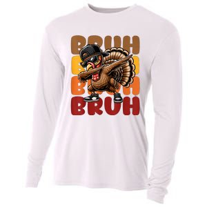 Bruh Turkey Dabbing Thanksgiving Cooling Performance Long Sleeve Crew