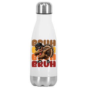 Bruh Turkey Dabbing Thanksgiving Stainless Steel Insulated Water Bottle