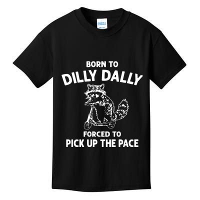 Born To Dilly Dally Vintage Funny Silly Racoon Kids T-Shirt
