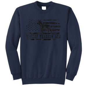 Boston Terrier Dad Distressed American Flag Patriotic Dog Sweatshirt