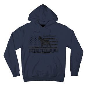 Boston Terrier Dad Distressed American Flag Patriotic Dog Tall Hoodie