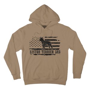 Boston Terrier Dad Distressed American Flag Patriotic Dog Hoodie