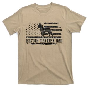 Boston Terrier Dad Distressed American Flag Patriotic Dog T-Shirt