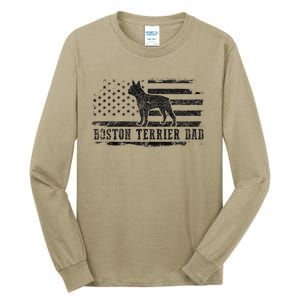 Boston Terrier Dad Distressed American Flag Patriotic Dog Tall Long Sleeve T-Shirt