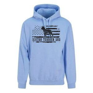 Boston Terrier Dad Distressed American Flag Patriotic Dog Unisex Surf Hoodie