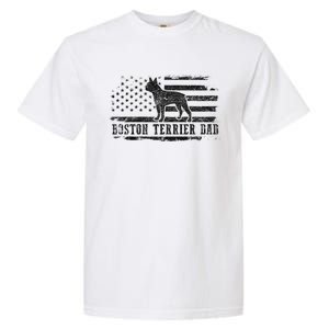 Boston Terrier Dad Distressed American Flag Patriotic Dog Garment-Dyed Heavyweight T-Shirt