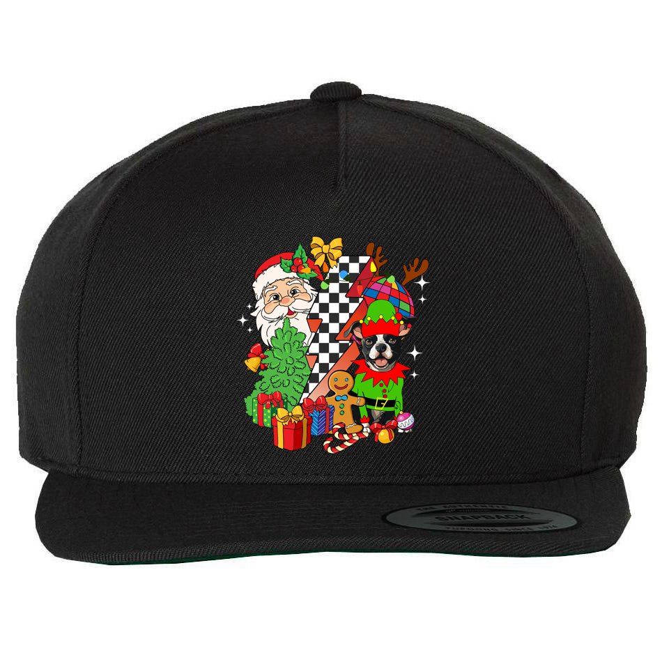 Boston Terrier Dog Santa Christmas Boston Retro Dog Xmas Meaningful Gift Wool Snapback Cap