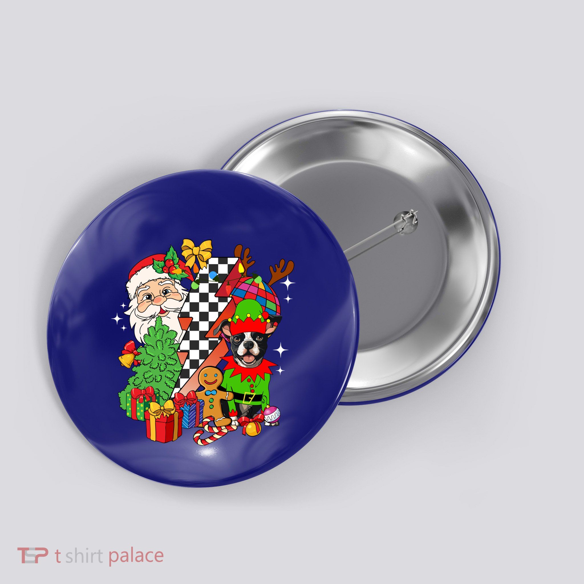 Boston Terrier Dog Santa Christmas Boston Retro Dog Xmas Meaningful Gift Button