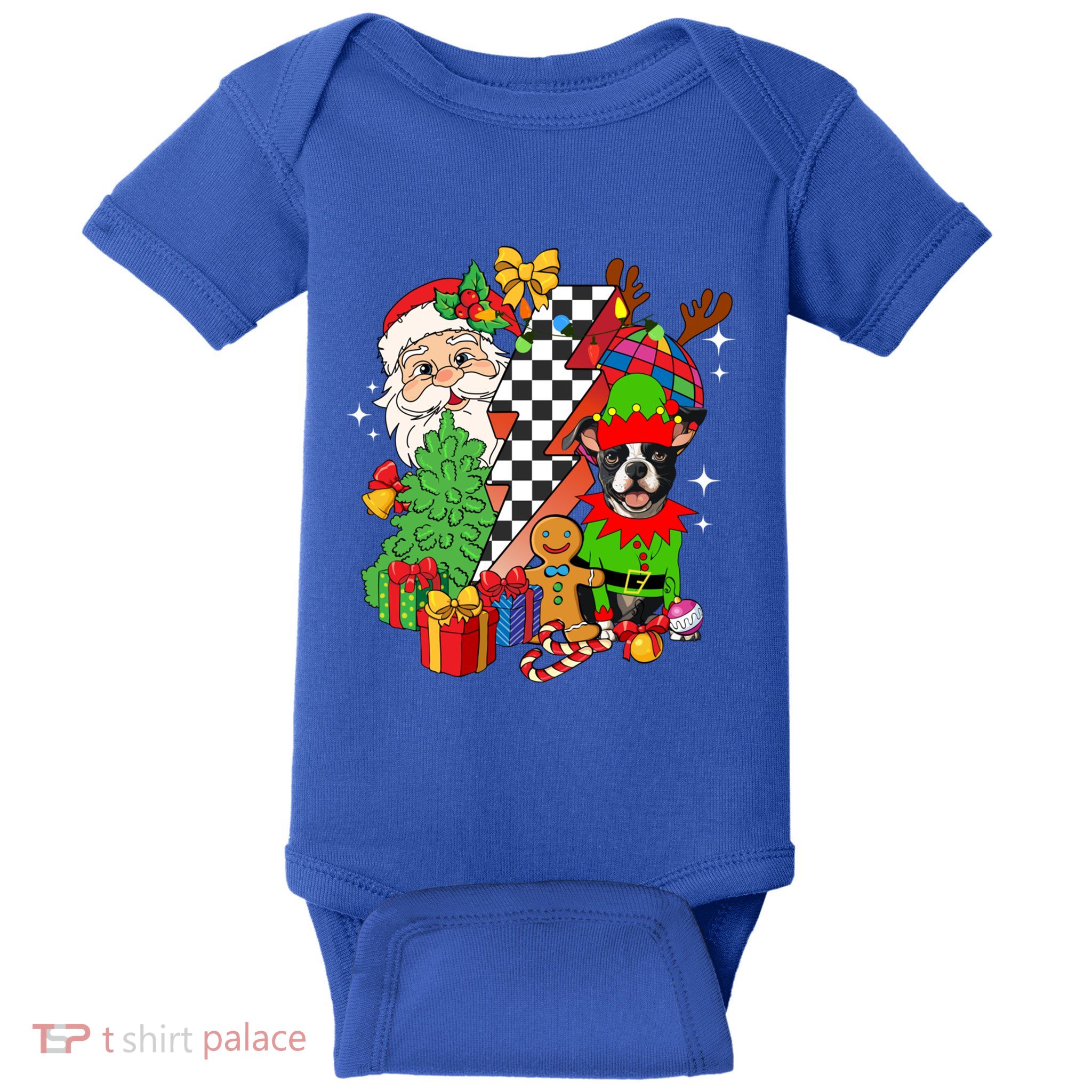Boston Terrier Dog Santa Christmas Boston Retro Dog Xmas Meaningful Gift Baby Bodysuit