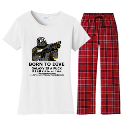 Born To Dive Galaxy Is A Fuck Kill Em All 2184 I Am Super Earth Man 410757864 Women's Flannel Pajama Set