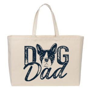 Boston Terrier Dog Dad Cotton Canvas Jumbo Tote