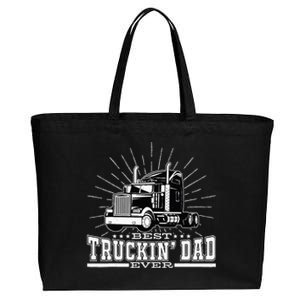 Best Truckin' Dad Ever Trucking Dad For Truck Driver Cotton Canvas Jumbo Tote