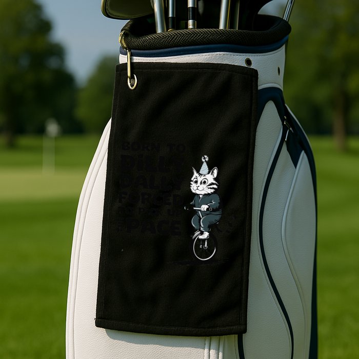Born To Dilly Dally Forced To Pick Up The Pace Funny Cat Golf Towel