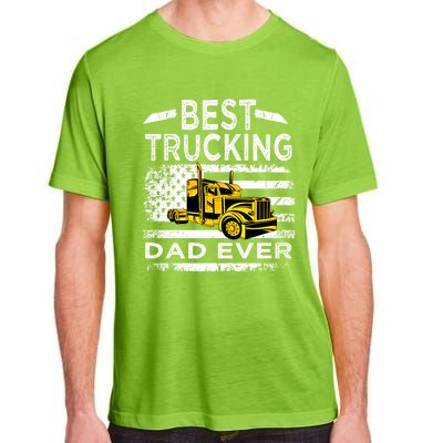 Best Trucking Dad Ever Big Rid Trucker Truck Driver Father Gift Adult ChromaSoft Performance T-Shirt