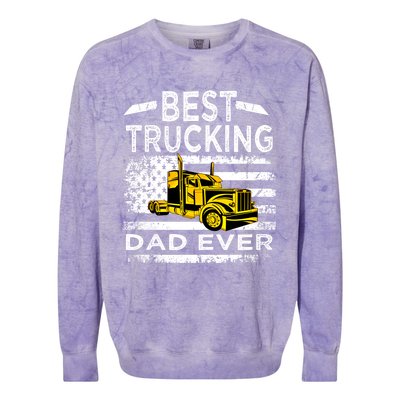 Best Trucking Dad Ever Big Rid Trucker Truck Driver Father Gift Colorblast Crewneck Sweatshirt