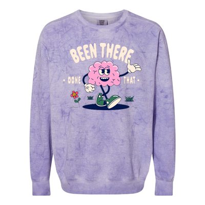 Been There Done That Retro Cartoon Brain Colorblast Crewneck Sweatshirt