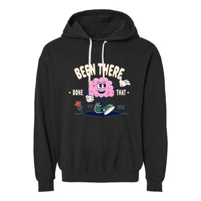 Been There Done That Retro Cartoon Brain Garment-Dyed Fleece Hoodie