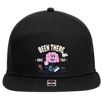 Been There Done That Retro Cartoon Brain 7 Panel Mesh Trucker Snapback Hat