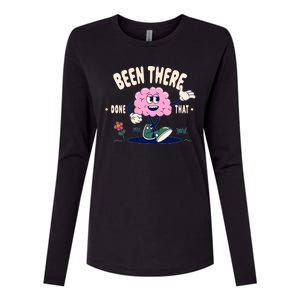 Been There Done That Retro Cartoon Brain Womens Cotton Relaxed Long Sleeve T-Shirt