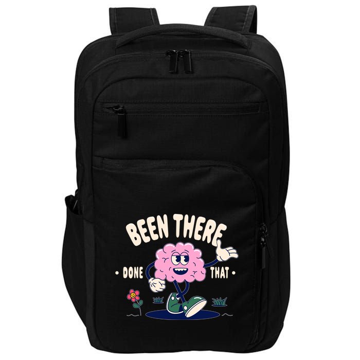 Been There Done That Retro Cartoon Brain Impact Tech Backpack