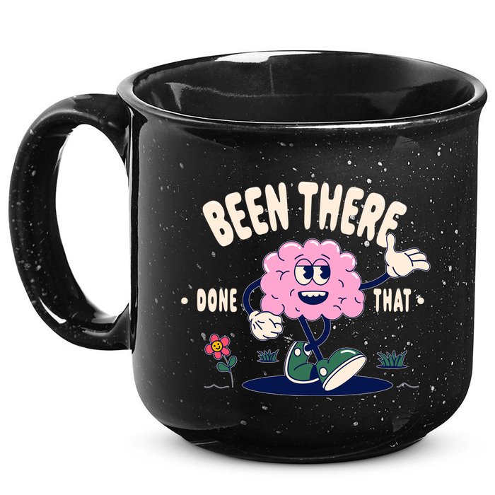 Been There Done That Retro Cartoon Brain 15oz Campfire Ceramic Mug