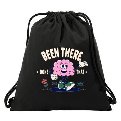 Been There Done That Retro Cartoon Brain Drawstring Bag