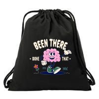 Been There Done That Retro Cartoon Brain Drawstring Bag