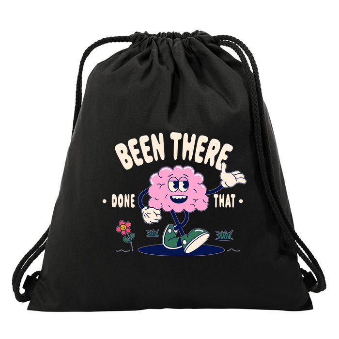 Been There Done That Retro Cartoon Brain Drawstring Bag