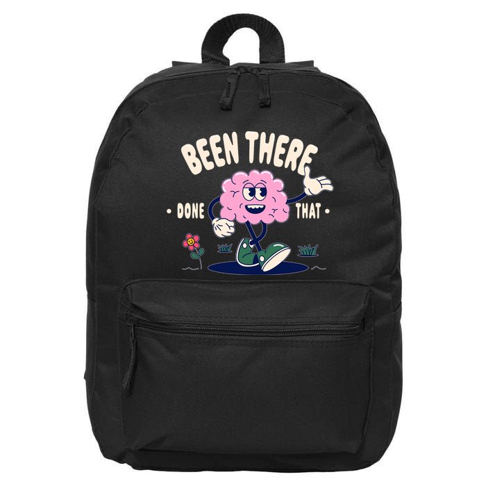 Been There Done That Retro Cartoon Brain 16 in Basic Backpack