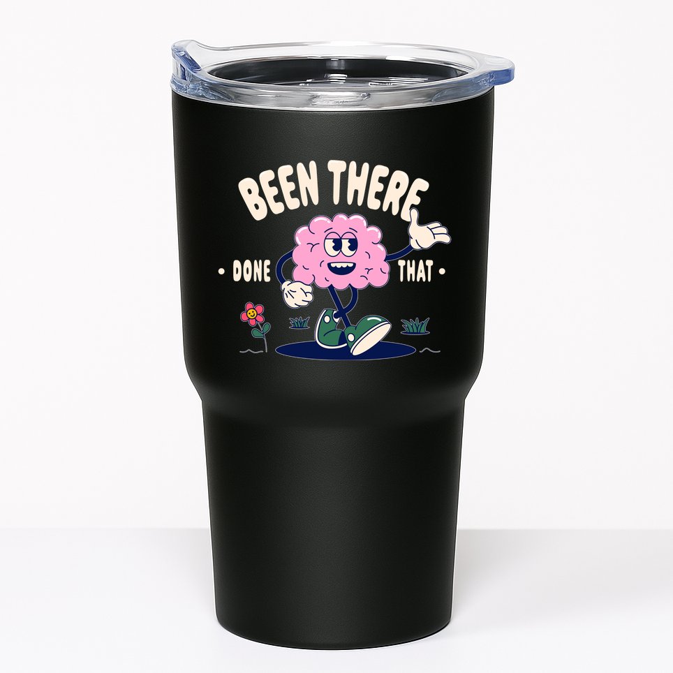Been There Done That Retro Cartoon Brain Tumbler