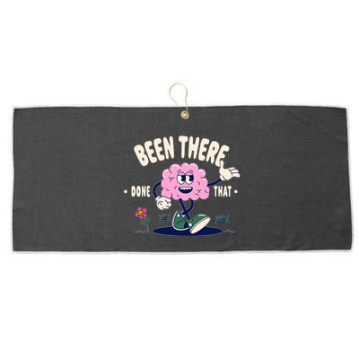 Been There Done That Retro Cartoon Brain Large Microfiber Waffle Golf Towel