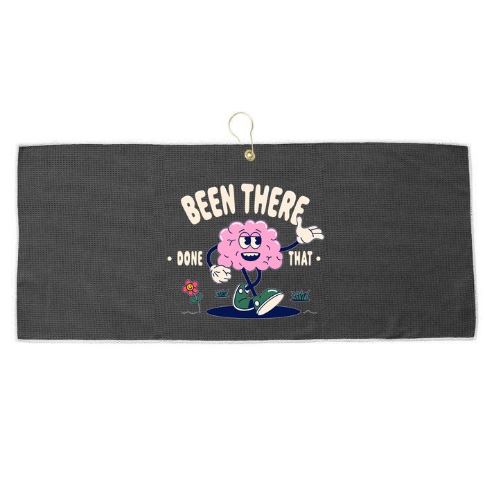 Been There Done That Retro Cartoon Brain Large Microfiber Waffle Golf Towel