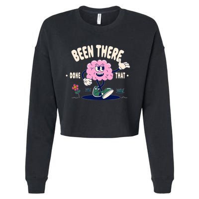 Been There Done That Retro Cartoon Brain Cropped Pullover Crew