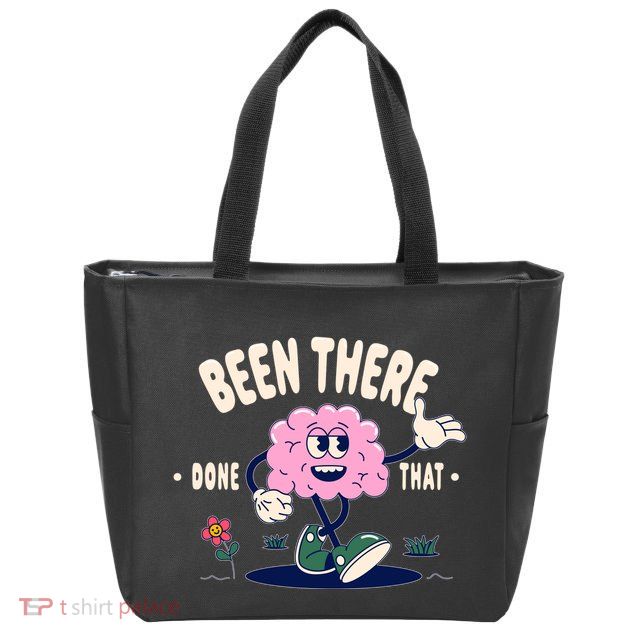 Been There Done That Retro Cartoon Brain Zip Tote Bag
