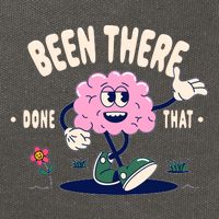 Been There Done That Retro Cartoon Brain Cotton Canvas Backpack