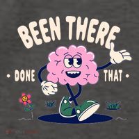 Been There Done That Retro Cartoon Brain Vector Backpack
