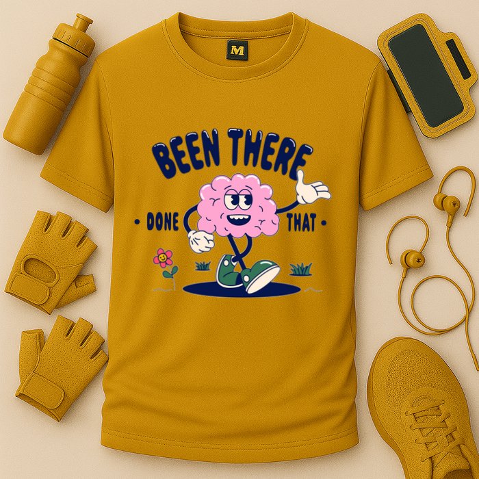 Been There Done That Retro Cartoon Brain Performance Shirt