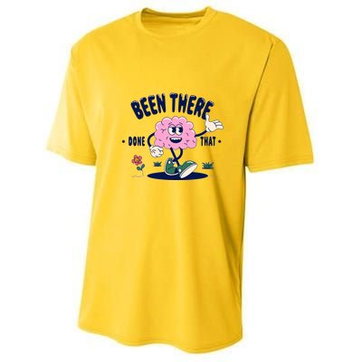Been There Done That Retro Cartoon Brain Youth Performance Sprint T-Shirt