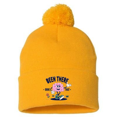 Been There Done That Retro Cartoon Brain Pom Pom 12in Knit Beanie