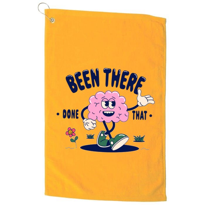 Been There Done That Retro Cartoon Brain Golf Towel