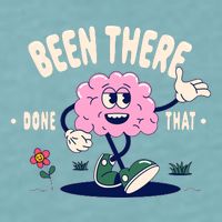Been There Done That Retro Cartoon Brain Sueded Cloud Jersey T-Shirt