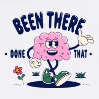 Been There Done That Retro Cartoon Brain Garment-Dyed Sweatshirt
